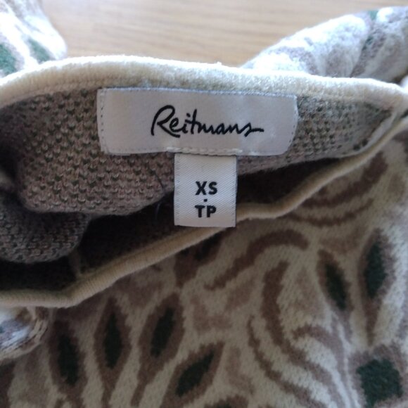 Reitmans Funnel Neck Jacquard Sweater with Balloon Sleeves | Size XS - Picture 4 of 5